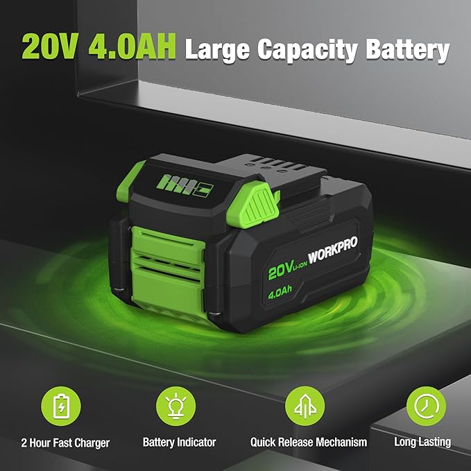 WORKPRO 20V Cordless Mini Circular Saw, 4-1/2" Compact Wireless Circular Saw 4.0Ah Battery, Fast Charger, 3 Blades, 4500RPM, Laser Guide, Max Cutting Depth 1-11/16"(90°), 1-1/8"(45°)