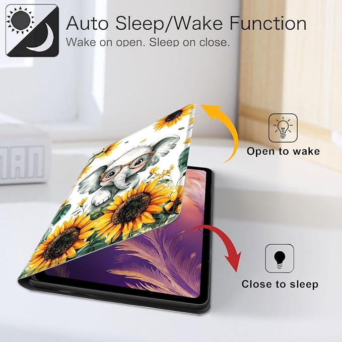 for iPad 11th Generation (A16 2025) 11 / iPad 10th Gen 10.9 2022 Case 360° Rotating PU Leather Stand Cover with Auto Sleep/Wake Shockproof TPU Backl Raccoon Perched