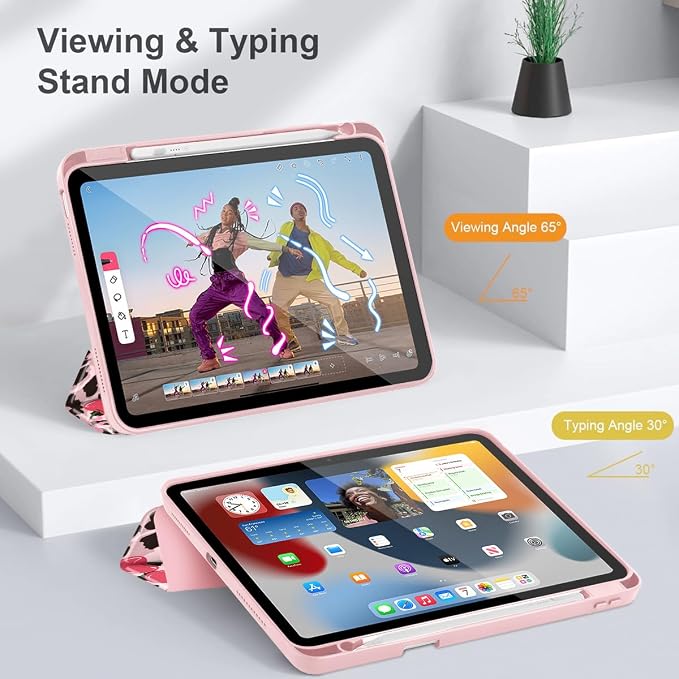 Mektron Case for 2026 iPad Air 11 inch M4 8th (M3 2025 7th /M2 2024 6th) Compatible with iPad Air 10.9 (2022 5th Gen /2020 4th Gen) Shockproof Clear Shell Blue Bows &amp Flowers