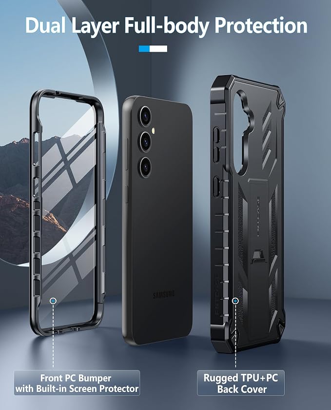 FNTCASE for 11 Pro XL Case Rugged Kickstand 2 Front Frames Black | Built-in Screen Protector 20FT Military-Grade Drop Protection Rugged Heavy Duty Shockproof Full Body Protective Cover