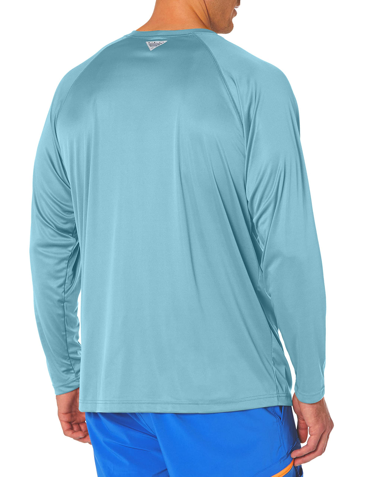 Columbia Men's Terminal Tackle Long Sleeve Shirt, Storm/Bright Nectar Logo, Small