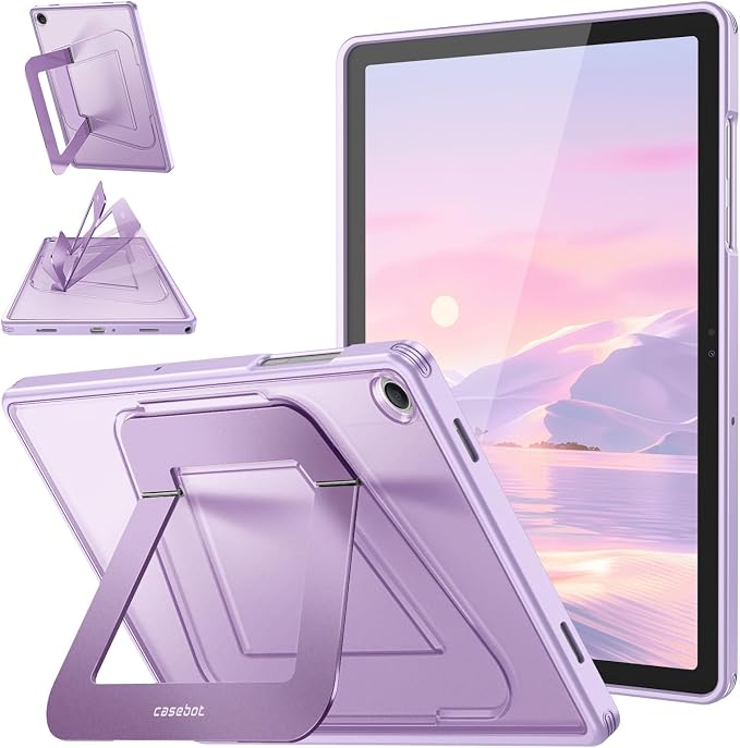 Fintie Multi-Angle Kickstand Case for Samsung Tab A11+/A9+ 11 in Black | Dual-Axis Aluminum Stand PC &amp TPU Protection Slim Frosted Hard Cover with Anti-Scratch Surface Stable Viewing Angles