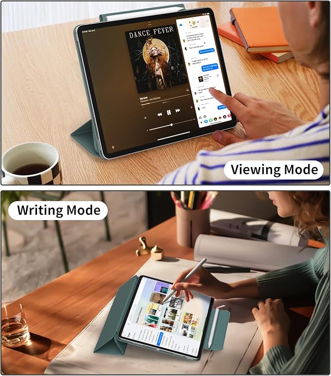 Magnetic Case for iPad Air 13 Inch M3/M2 (2025/2024) iPad Pro 12.9 inch 6th/5th Generation (2022/2021) | Auto Sleep/Wake | Pencil Pro &amp USB-C | Non-Slip PU Leather Protective Cover Black
