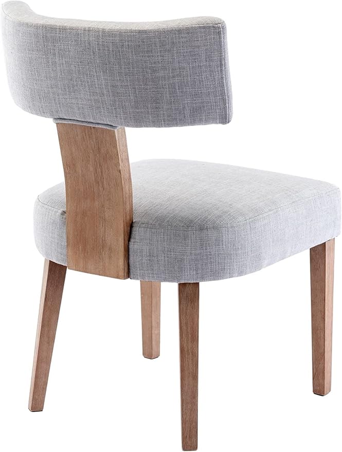 Linen Dining Chairs Set of 4, Modern Dining Chair with Wood Legs, Upholstered Dining Chairs for Dining Room, Kitchen, Vanity, Living Room, Grey