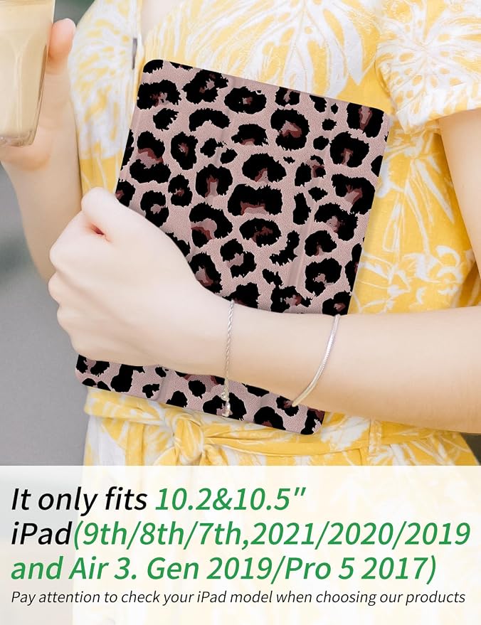 Case for iPad 9th/ 8th/ 7th Generation Case 10.2&amp10.5 Inch (2021/2020/2019 Release) Slim Lightweight Soft Trifold Back Cover with Pencil Holder &amp Auto Sleep/Wake CoverBeige Checkered
