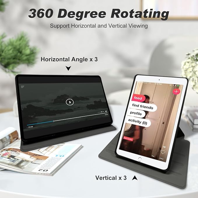 for iPad 10.2 Rotating Case 360° Protection Adjustable Kickstand Cover for iPad 10.2 (7th8th9th Generation) Shockproof Durable Lightweight PU Leather for iPad 10.2 Stand Case Basketball