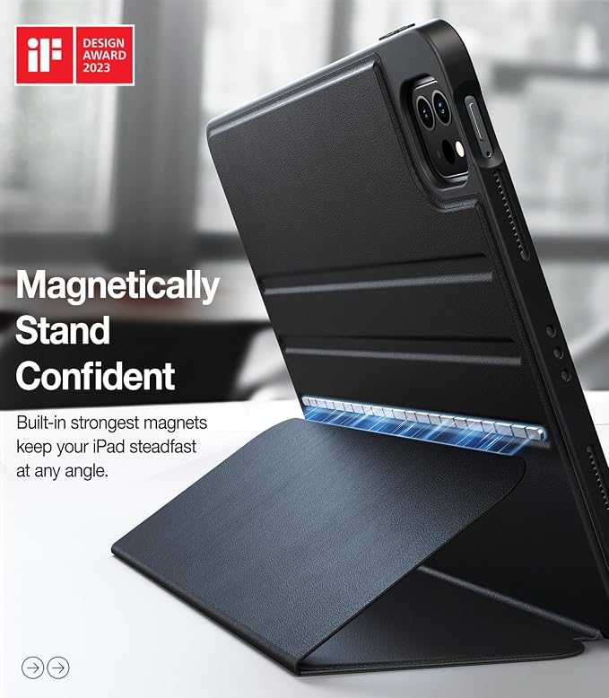 TORRAS for iPad Air 11 inch Case M2/M3/M4 iPad Air 6th/ 5th / 4th Generation Case with Pencil Holder Auto Sleep/Wake Protective Leather Stand Cover Black