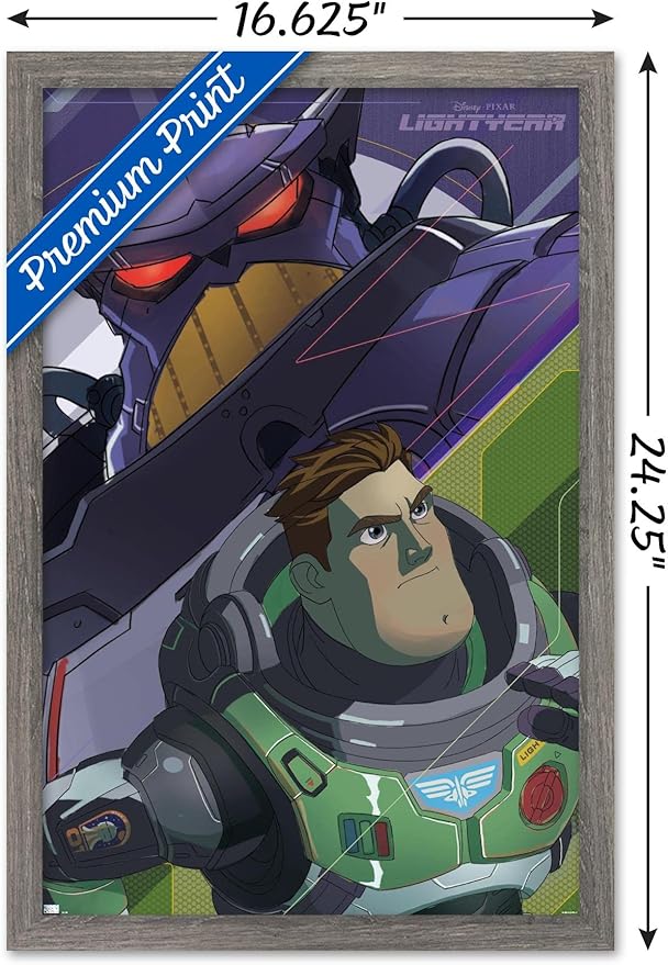 Trends International Disney Pixar Lightyear - Buzz and Zurg Wall Poster, 14.725" x 22.375", Barnwood Framed Version