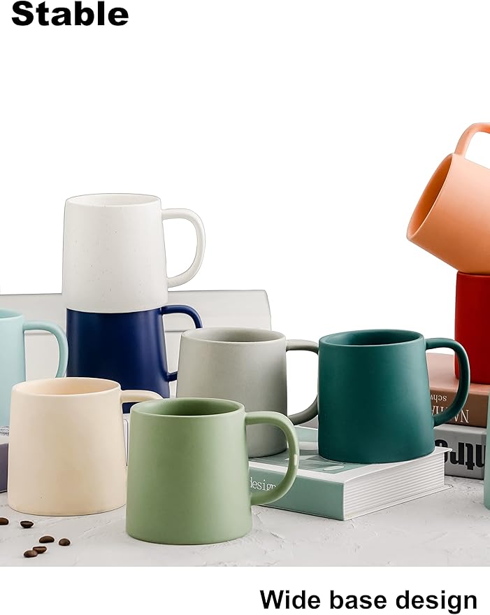 T-WARE 16 Oz Coffee Mugs, Matte Sage Green Mug Set of 2, Ceramic Mugs Coffee, Solid Color Coffee Cups Ceramic