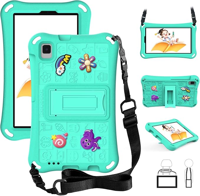 Case for iPad 10.2 Inch 2021/2020/2019/ iPad Pro 10.5 Inch/Air 3rd Gen (2019) Shoulder Strap Kickstand Children Friendly Anti-Scratch Shockproof Case Lightpurple