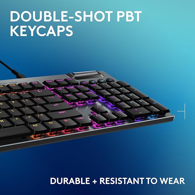 Logitech G915 X Low-Profile Wired Mechanical Gaming Keyboard, Double-Shot PBT Keycaps, Fully Programmable Keys, RGB Lighting, Aluminum Finish, GL Red Linear Switches - PC/Mac