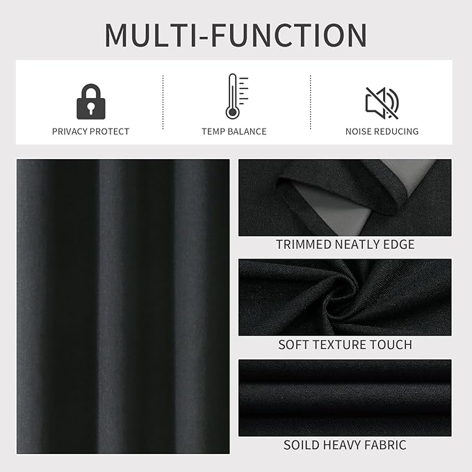 Joydeco Custom Charcoal Grey Textured Total Blackout Curtain for Bedroom and Living Room. Grommet Textured Thermal Insulated Room Darkening Curtain 1 Panel (Custom Size and Color)
