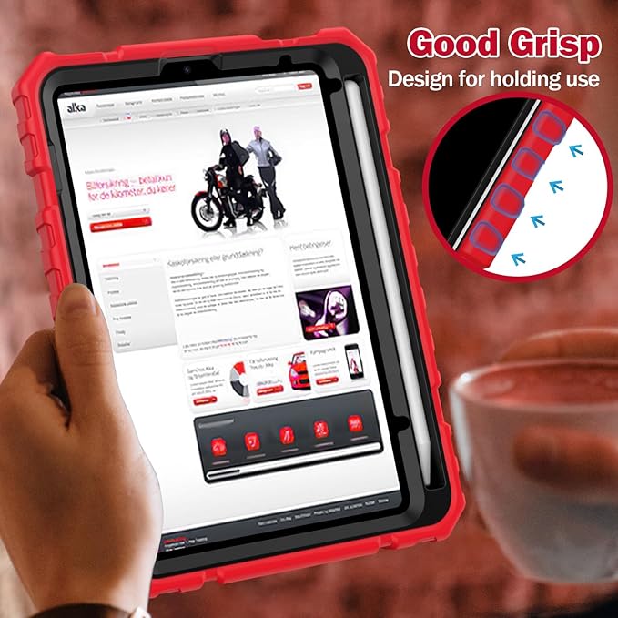 Grifobes Case for iPad Mini 7 (A17 Pro) 2024 / Mini 6 2021 8.3 inch, Heavy Duty Shockproof Rugged Cover with Pencil Holder Stand, for I Pad Mini 7th/6th Gen 8.3" Case for Kids Boys (Red+Black)
