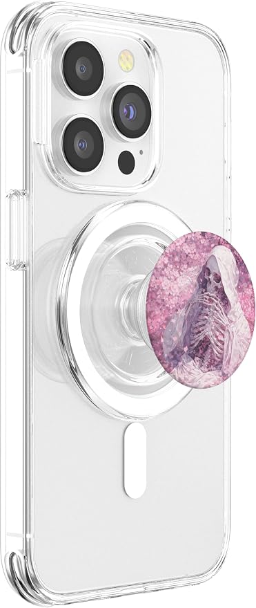 Pink Gothic Skeleton Floral Illustration Print PopSockets PopWallet for MagSafe