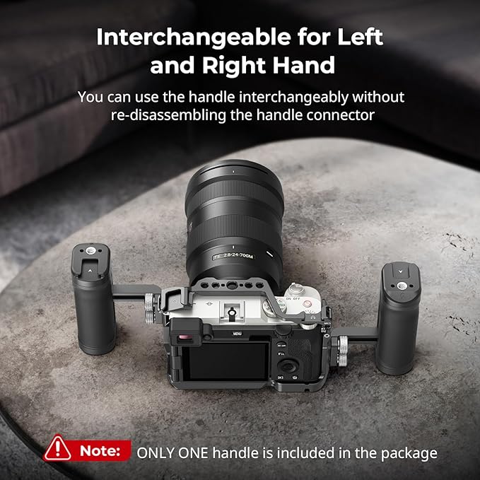 SmallRig Mini Side Handle for 1/4"-20 Threaded Holes, Camera Cage Handle for Left or Right Hand, Up and Down Adjustable, with Built-in Cold Shoe & Threaded Hole - 4755