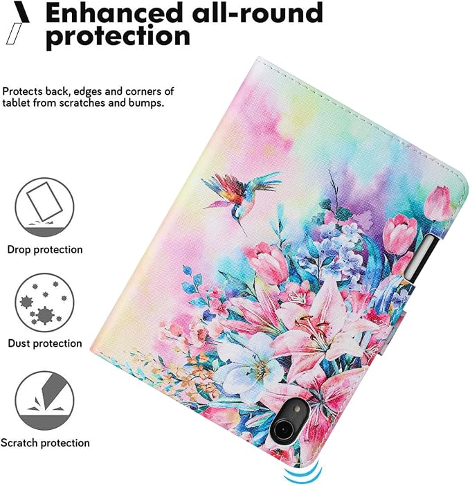 Case for iPad mini 7 A17 Pro &amp iPad mini 6 (2024/2021) Built-in Pencil Holder Premium PU Leather Folio Stand Smart Protective Cover Multi-Viewing Angles and Auto Wake/Sleep - Beach