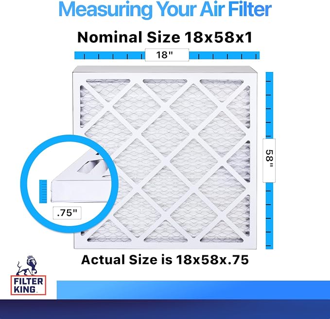 Filter King 18x58x1 Air Filter | 4-PACK | MERV 8 HVAC Pleated A/C Furnace