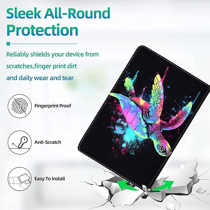 Case for iPad (A16) 11th Generation 11 Inch (2025) for iPad 10th Generation 10.9 Inch (2022) Slim Folding Stand Cover with Auto Wake/Sleep Watercolor Sea Turtle