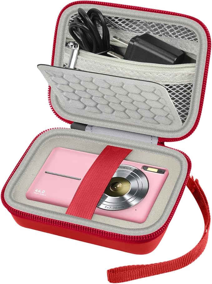 Carrying & Protective Case for Digital Camera, AbergBest 21 Mega Pixels 2.7" LCD Rechargeable HD/Kodak Pixpro/Canon PowerShot ELPH 180/190 / Sony DSCW800 / DSCW830 Cameras for Travel - Red