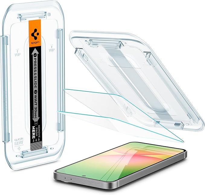 Spigen GlasTR EZ FIT Screen Protector for Galaxy A56 5G / S24 FE / M56 5G | 9H Hardness Tempered Glass Easy Installation Kit Case-Friendly Crystal Clear Touch Responsive Oleophobic Coating