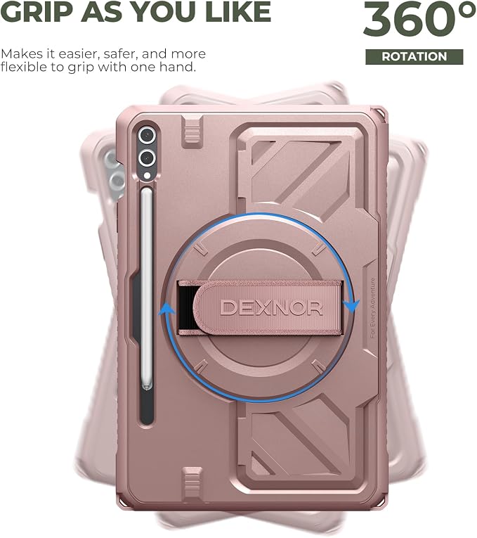 Dexnor Case for Samsung Galaxy Tab A11+/A11 Plus 11 inch 2025 Rugged Protective Case with 360° Rotating Hand Strap &amp Large Steady Stand &amp Screen Protector Shockproof Full-Body Bumper Cover B