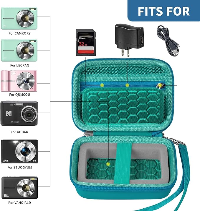 Carrying & Protective Case for Digital Camera, AbergBest 21 Mega Pixels 2.7" LCD Rechargeable HD/Kodak Pixpro/Canon PowerShot ELPH 180/190 / Sony DSCW800 / DSCW830 Cameras for Travel - Navy Blue