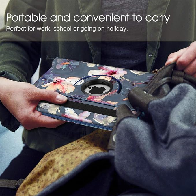 Fintie 360° Rotating Case for iPad 9th / 8th / 7th Generation 10.2 Inch | Swivel Stand Portrait &amp Landscape Viewing Shockproof Cover with Pencil Holder Auto Wake/Sleep Aqua Wave