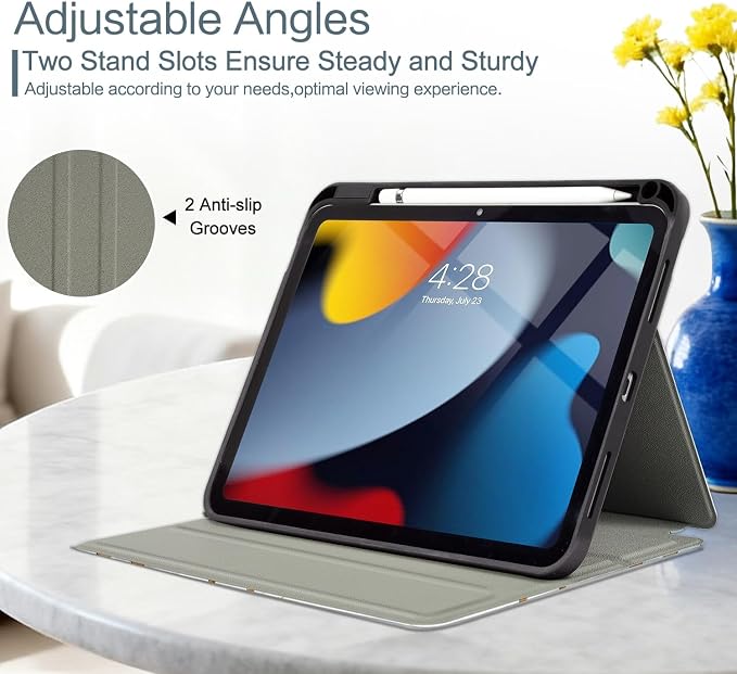 Vimorco Christmas Case for iPad (A16) 11th/10th Gen 11/10.9 inchAntlers | Multi-Angle Viewing Protective Folio Stand Shockproof CoverPencil HolderSupport Touch IDAuto Wake/SleepEssential Gift
