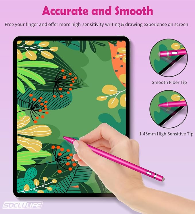 Active Stylus Pen for Touch ScreensDual Pen Tips for iOS &amp Android Drawing &amp WritingHigh Precise Digital Pencil for Apple iPhone 16/15/14/13/12/11/X/8iPad Air/Pro/MiniPhone/Tablet/Sam-sung