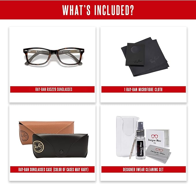 Ray-Ban RX5228 Square Eyeglasses for Men for Women +BUNDLE with ACCESSORY EYEWEAR KIT