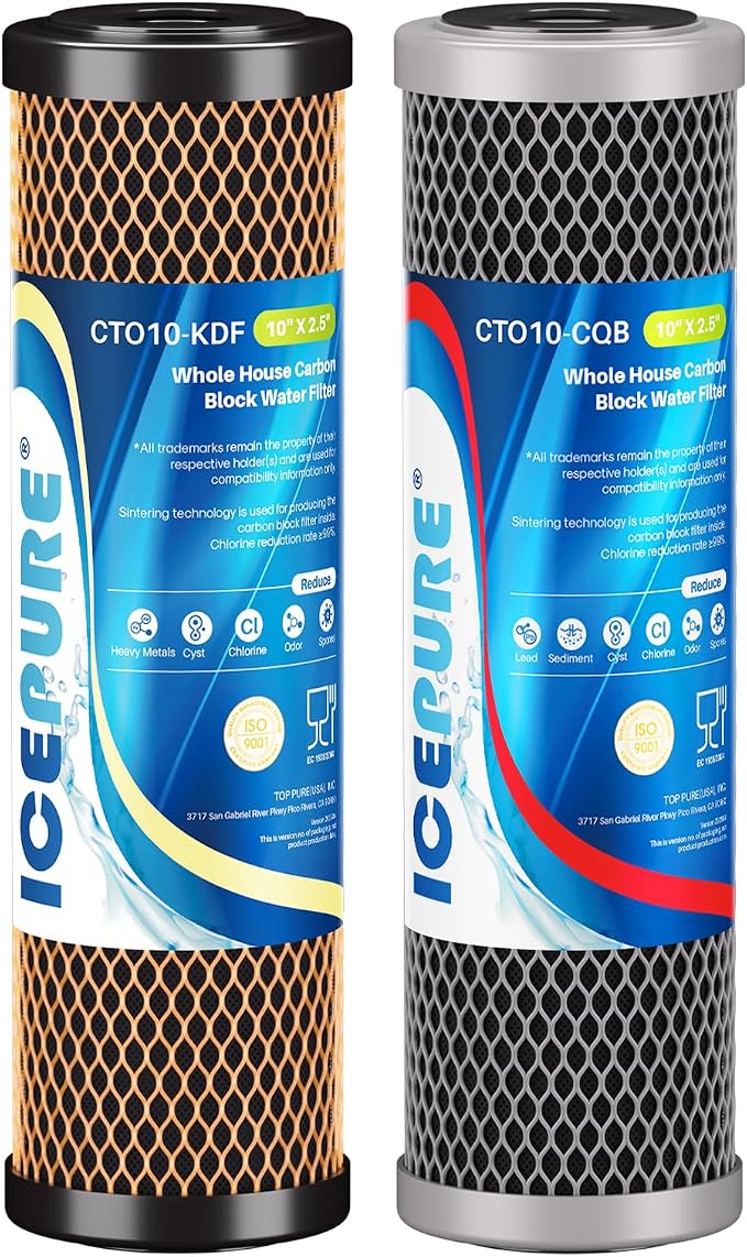 ICEPURE 2.5" x 10" Whole House CTO Activated Carbon Water Filter Combo Kit