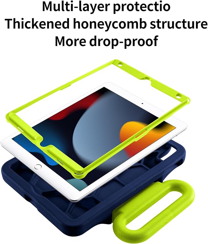 Kids Case for iPad 7th/8th/9th Gen 10.2 inchAdjustable Handle Stand(Black) | Adjustable Portrait/Landscape Stand/Drop Proof with Handle/KickstandChild Friendly Protective for iPad 10.2 2021/2020/201