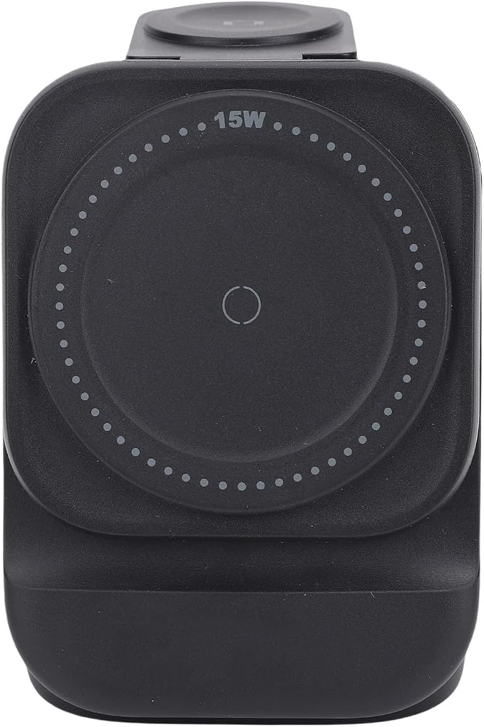 Multifunctional Wireless Charger 3 in 1 Fast Charger for Nightstand Black ABS 15W Charging Dock