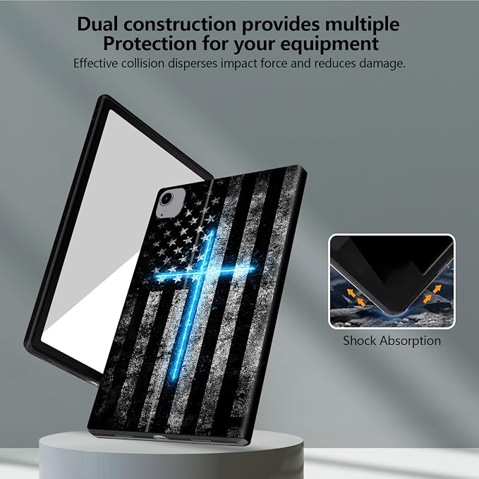 for iPad Air 13 Inch Case (M3/M2-2025/2024 Release) Slim iPad 13 Protective Case with Stand Hard Back Shell for iPad Air 13 Auto Wake/Sleep 1776 American Flag with Bullets