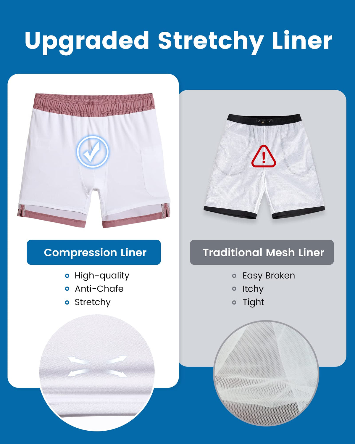 maamgic Swim Trunks Men 2 in 1 Mens Bathing Suit 7 Inch Quick Dry Mens Swimming Trunks with Zipper Pockets