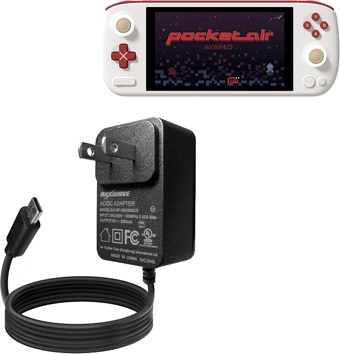 BoxWave Charger Compatible with Ayaneo Pocket AIR Mini - Wall Charger Direct (15W) Rapid Charge Your Device with Built-in 3ft Cable