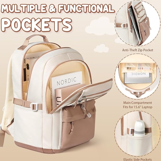 Fimibuke Kids Backpack for Girls, 3 PCS Waterproof Girls Backpack with Lunch Box & Pencil Case, Lightweight Bookbag Set for Kids Teen Girl Travel School Bag for Elementary Middle High School Students