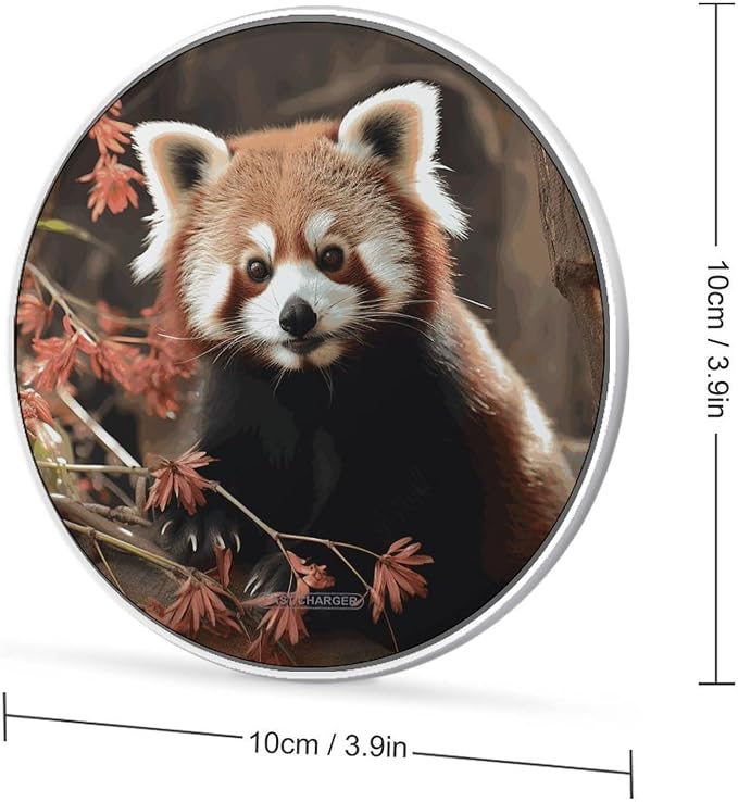 Red Pandas Wireless Charger 10W Fast Charging Pad Anti-Slip Qi Certified Wireless Charging Pad Charging Station Portable Phone Charger for All Wireless Charging Smartphone