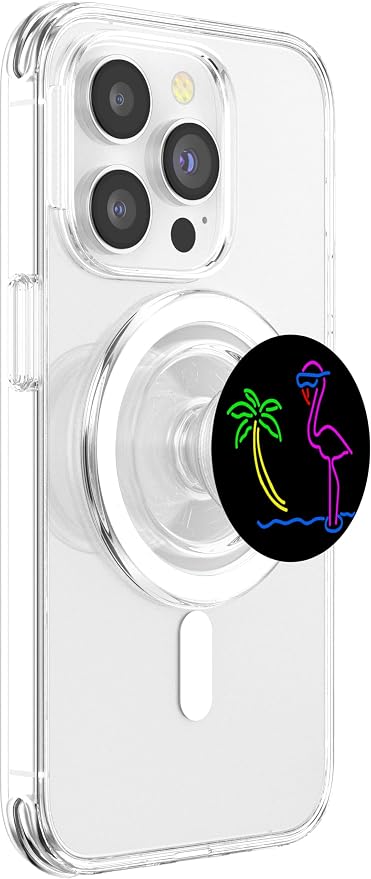Neon Pink Flamingo Tropical Colorful Artwork Pop-Socket PopSockets Adhesive PopGrip