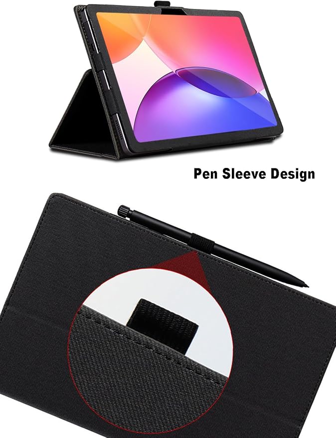 Case for TCL Tab A1 Plus 12.2 inch TCL Tab A1 Plus Tablet Case Folding Stand Protective Cover with Pencil Holder and Wrist Strap Full Protection. (Black)