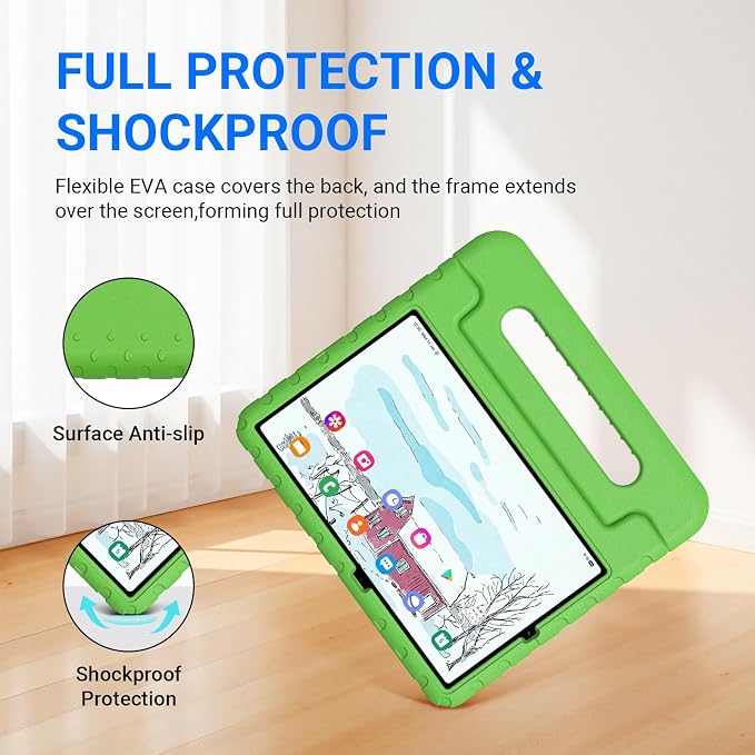 Kids Case for Samsung Galaxy Tab S6 Lite 10.4 Inch with S Pen Holder Black | Fits 2024/2020/2022 Released Shockproof EVA Lightweight Foldable Handle Stand Washable Kids-Friendly