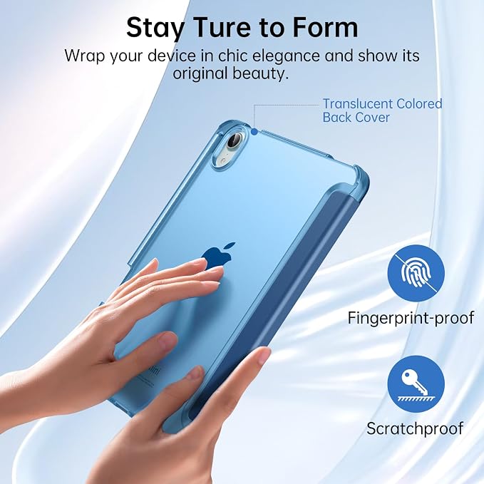 MoKo for iPad mini A17 Pro Case 8.3 Inch 2024 iPad mini 7th/6th Case 2021 | For iPad Mini Case with Pencil Holder Light Trifold Smart Protective Cover with Hard PC Translucent Back Shell Agave Gree