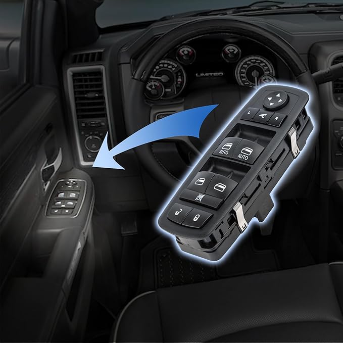 Obaee Driver Side Power Window Switch Compatible with 2012-2015 Dodge Grand Caravan, 2013-2015 Ram 1500 2500, 2015 Ram 3500, 2012-2015 Town & Country, Replaces 68110867AB, 68110867AA, 3+9 Pins