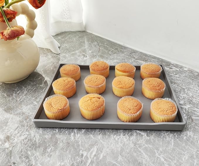 Gray Serving Tray (11.8 x 8.7 inch) for Serving Accessory, Spa, Coffee, Drinks, Wine, Tea, Bar, Party, Seasoning, Perfume and Display Use.