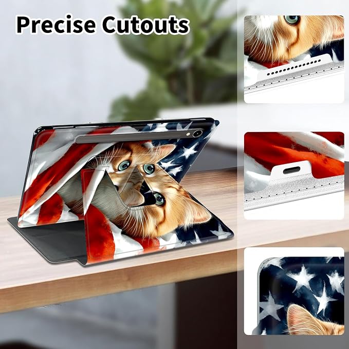 for Samsung Galaxy Tab A9 Plus Case 11 Inch 2024 2023 (SM-X210/X216/X218)360 Degree Rotating Smart Cover Case with Auto Sleep/Wake-Beautiful Highland Cow