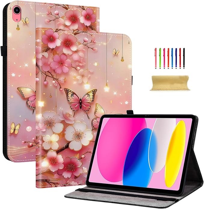 Dteck 10.5 Inch Case for iPad Air 2019 (3rd Generation A2152 A2123 A2153) / iPad Pro 2017 (A1701 A1709) Tablet- Smart Stand Wallet Folio Cover Case with Auto Sleep Wake/Stylus Pen (Purple Butterfly)