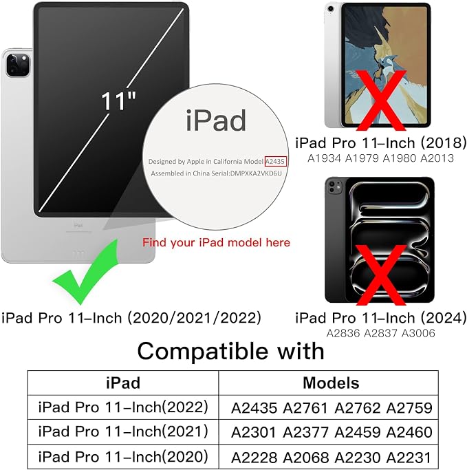 JETech Case Cover for iPad Pro 11 4/3/2 (2022/2021/2020) Black | Slim Translucent Back Design Tri-Fold Stand Auto Wake/Sleep Lightweight Shockproof Protection