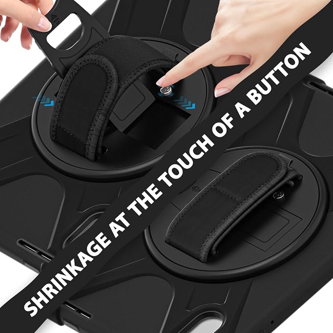 Case for Galaxy Tab S10 FE+ 13.1 2025 with Screen Protector+360 Rotating Hand Strap&ampStand+Shoulder Strap (Black)