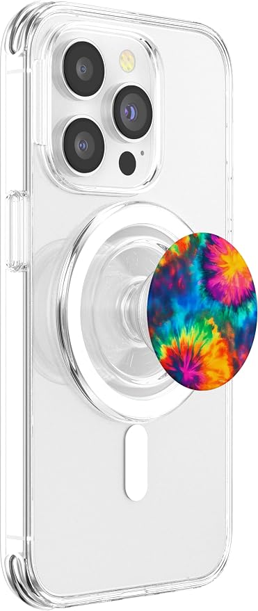 Abstract Design as Colorful Retro Psychedelic Art A Tie-Dye PopSockets PopGrip for MagSafe