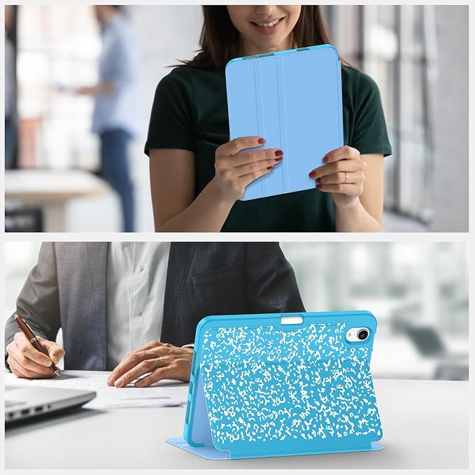 Case for iPad mini 7 (A17 Pro) 2024/Mini 6 2021 8.3-Book Black | Slim Lightweight Folio Stand Case Auto Wake/Sleep Soft TPU Back Cover with Pencil Holder for iPad mini 7th/6th Generation